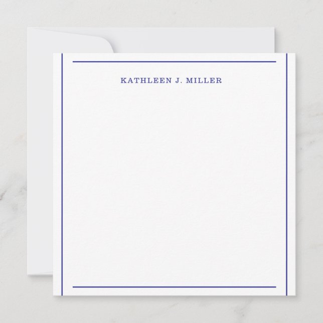 Elegante Royal Blue Border Name Note Card Mitteilungskarte (Vorderseite)
