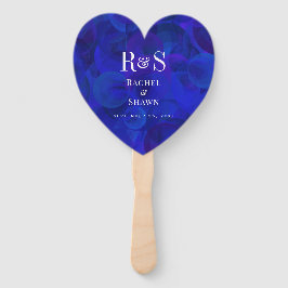 Elegante Royal Blue Chic Moderne Monogram Wedding Fächer