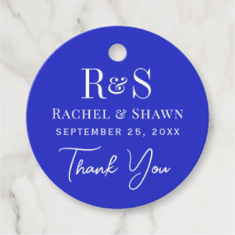 Elegante Royal Blue Chic Moderne Monogram Wedding Geschenkanhänger