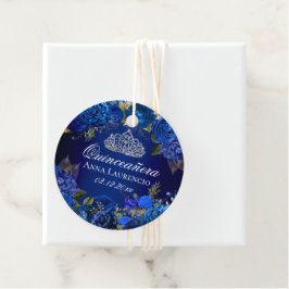 Elegante Royal Blue Floral Rose Quinceanera Geschenkanhänger