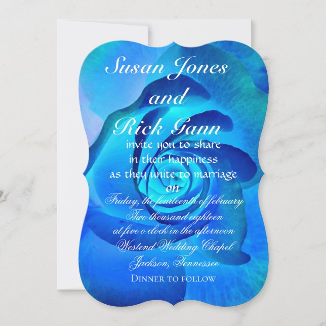 Elegante Royal Blue Floral Template Wedding Einladung (Vorderseite)