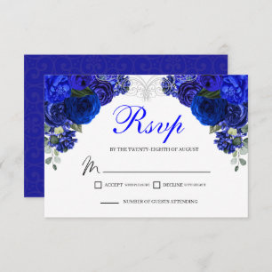 Elegante Royal Blue Floral UAWG Enclosure Card RSVP Karte