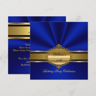 Elegante Royal Blue Gold Geburtstagsparty Mans Einladung
