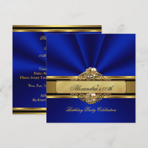 Elegante Royal Blue Gold Pearl Birthday Party Einladung