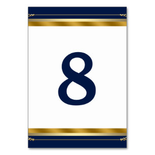 Elegante Royal Blue Gold Wedding Tischnummer