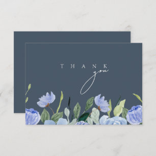 Elegante Royal Blue Opulence Wildblumen Hochzeit Dankeskarte