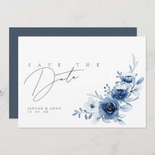 Elegante Royal Blue Rose Blumenhochzeit Save The Date