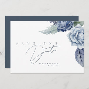 Elegante Royal Blue Rose Blumenhochzeit Save The Date