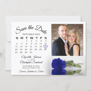 Elegante Royal Blue Rose Kalender & Foto Wedding Save The Date