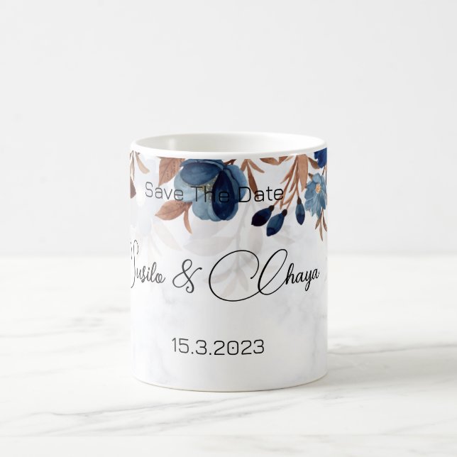 elegante Royal Blue Rustic moderne Savedate. Kaffeetasse (Mittel)
