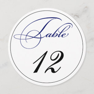 Elegante Royal Blue Script Round Tischnummer Cards
