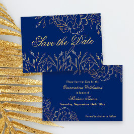 Elegante Royal Blue und Gold Frische Pasta machen Save The Date