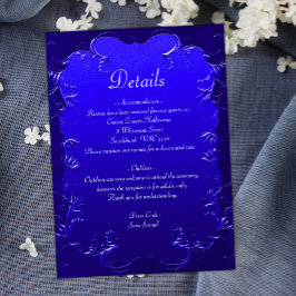 Elegante Royal Blue Wedding Details Eintrittskarte Begleitkarte