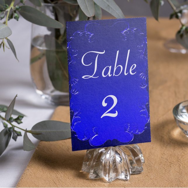 Elegante Royal Blue Wedding Reception Tischnummer (Von Creator hochgeladen)