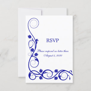 Elegante Royal Blue Wirbel RSVP Karte
