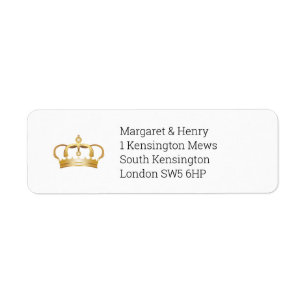 Elegante Royal Gold Crown Rücksendeadressen-Aufkle