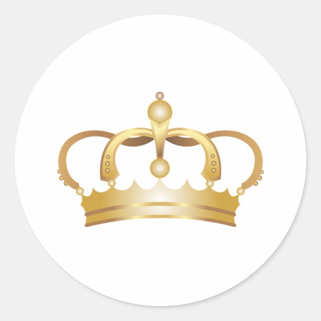 Elegante Royal Gold Crown Runder Aufkleber (Vorderseite)
