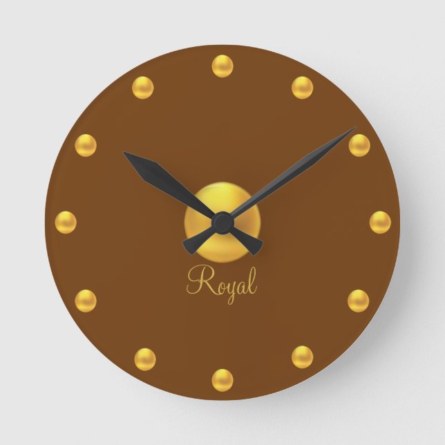 Elegante Royal Golden Dots Runde Wanduhr (Vorderseite)