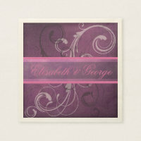 Elegante Royal Lila Grunge Damask Wirbel Hochzeit