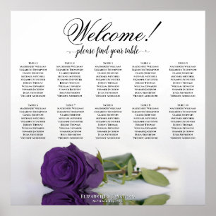 Elegante Royal Lila Rose 10 Tafelübersicht Poster