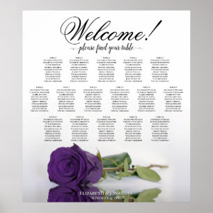 Elegante Royal Lila Rose 16 Tabelle Seating Chart Poster