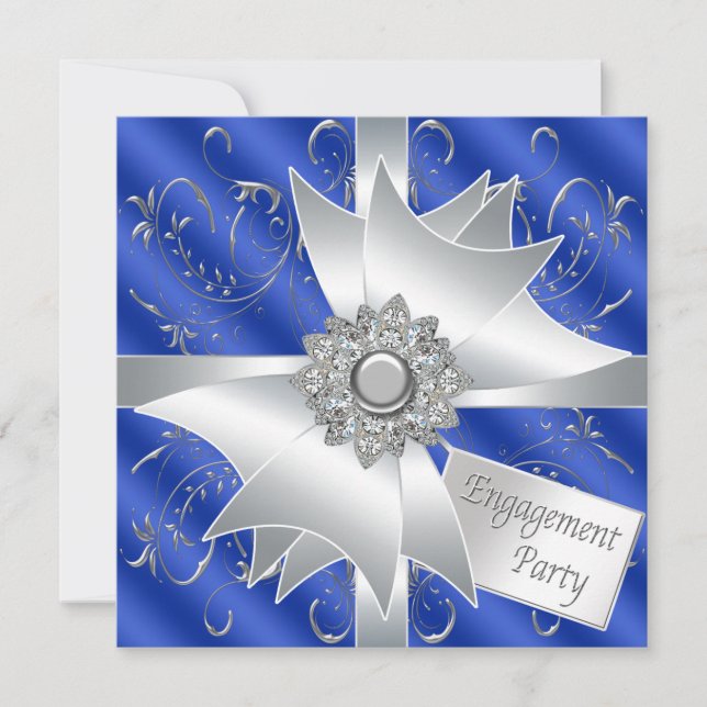 Elegante Royal Navy Blue Engagement Party Einladung (Vorderseite)