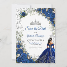 Elegante Royalblaue und silberne Rosen Quinceañera