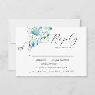Elegante RSVP Cards Blue Watercolor Blume