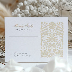 Elegante RSVP-Karte für Beige und Elfenbeinflora Begleitkarte
