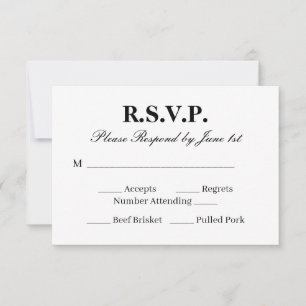 Elegante RSVP-Karte für eine Schwarz-Weiß-Hochzeit RSVP Karte
