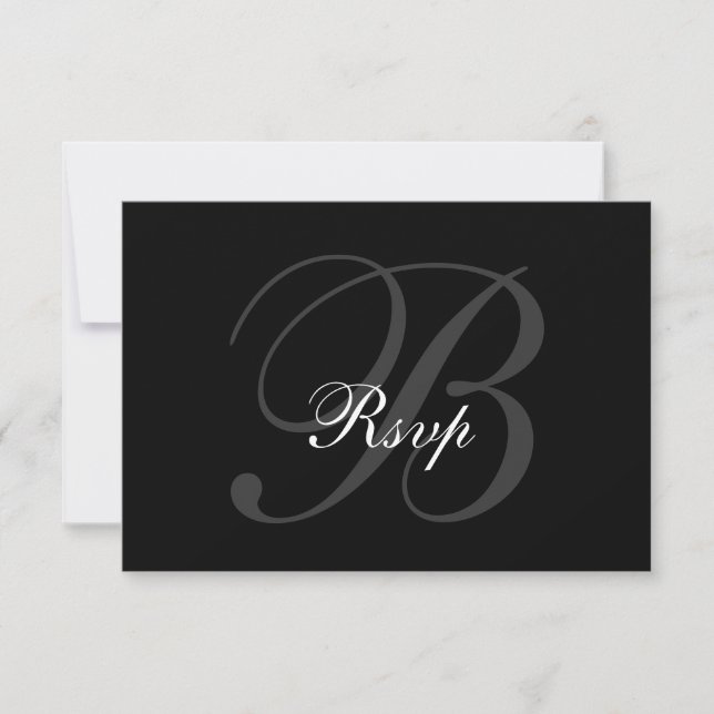 Elegante RSVP-Karte für Hochzeiten in Schwarz-Grau RSVP Karte (Vorderseite)