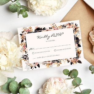 Elegante RSVP-Karte für Hochzeiten, Schwarz und Go Einladung