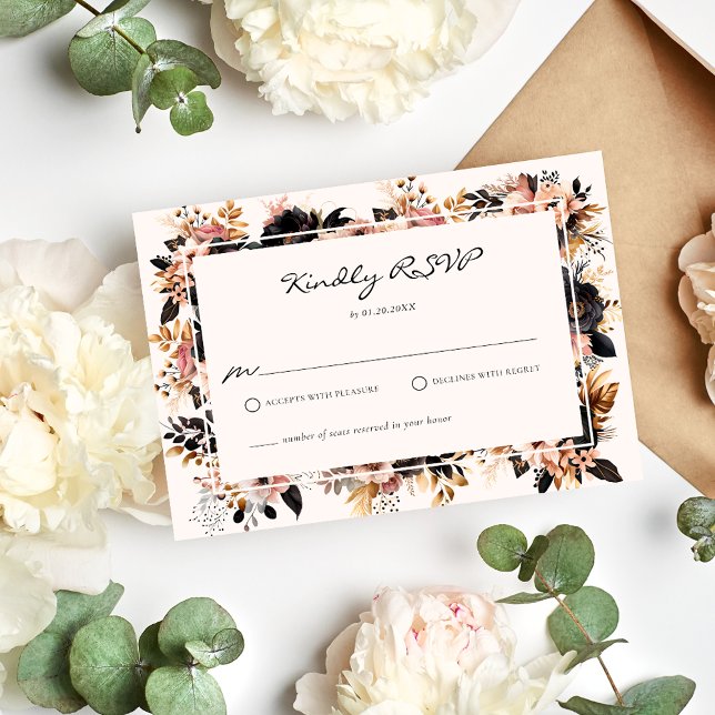 Elegante RSVP-Karte für Hochzeiten, Schwarz und Go Einladung (Von Creator hochgeladen)