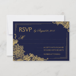 Elegante RSVP-Karte für Marine und Gold Lace RSVP Karte
