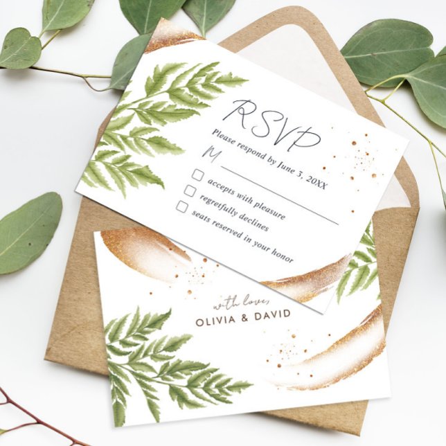 Elegante RSVP-Karte für moderne Grünanlagen und Ho RSVP Karte (Von Creator hochgeladen)