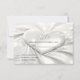 Elegante RSVP-Karte für Weißes Cream Herz RSVP Karte