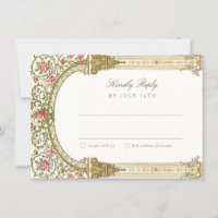 Elegante RSVP-Karte mit barockem Gold