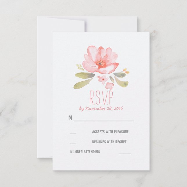 Elegante RSVP-Karten für Hochzeiten im Wasser RSVP Karte (Vorderseite)