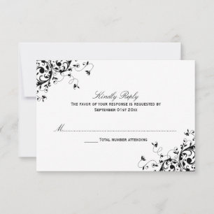 Elegante RSVP-Karten für Schwarz-Weiß-Hochzeiten v RSVP Karte