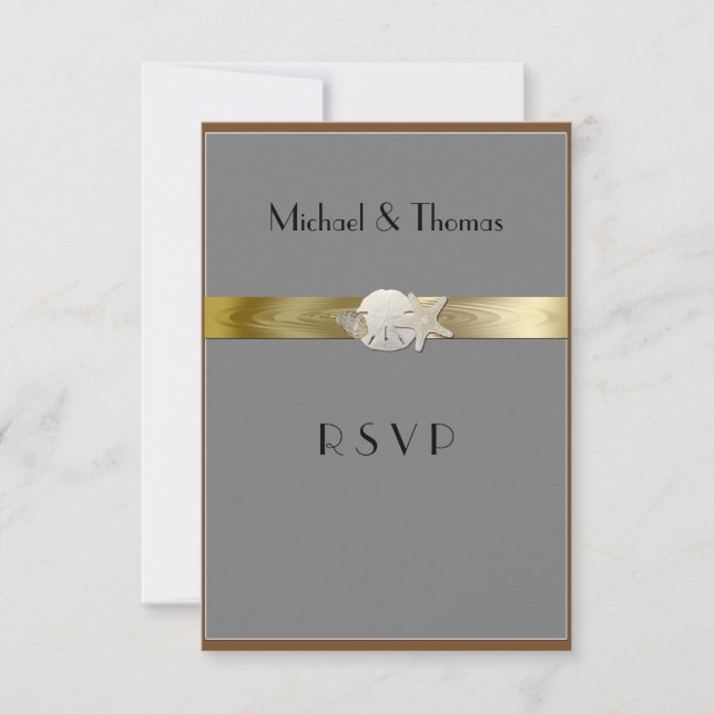 Elegante RSVP Karten Starfish Sanddollar (Vorderseite)