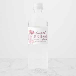 Elegante Rubine und Rosen-Brautabschiedsparty Wasserflaschenetikett