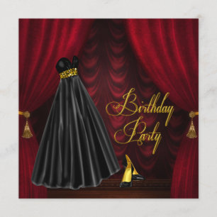 Elegante Ruby Red and Gold Geburtstagsparty Einladung