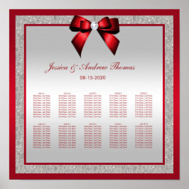 Elegante Ruby Red & Silver Glitzer Wedding Poster