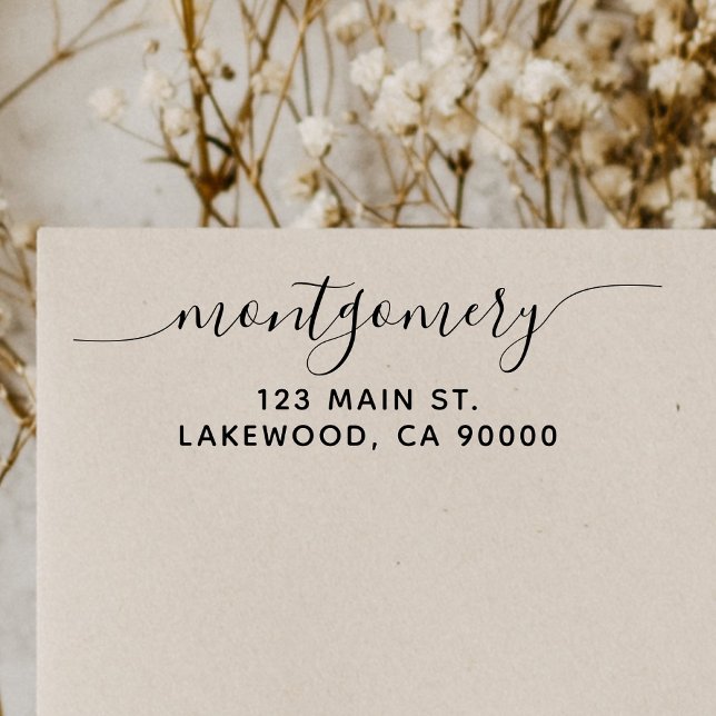 Elegante Rücksendeadresse Kalligrafie Selbstfärbun Permastempel (Von Creator hochgeladen)