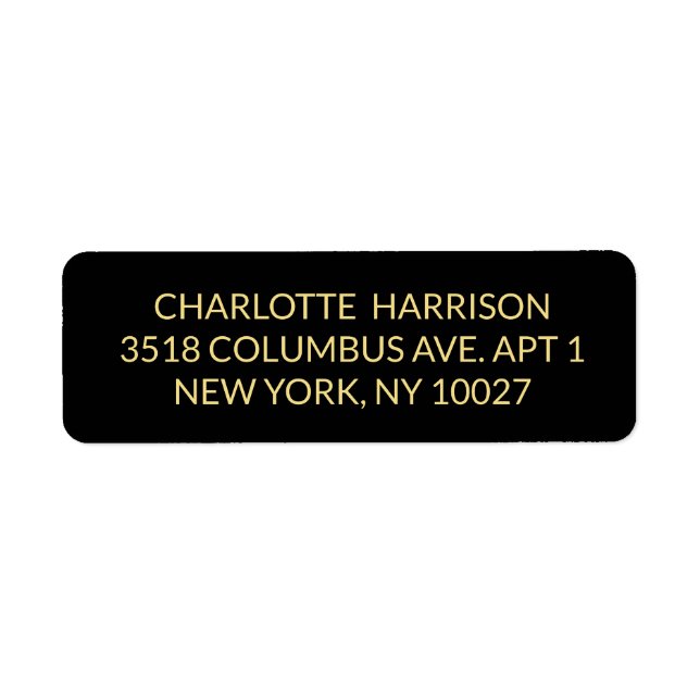 Elegante Rücksendeadressen-Aufkleber aus Schwarzgo (Vorne)
