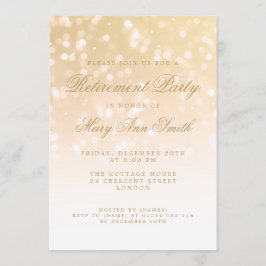 Elegante Ruhestands-Party-Goldschein-Lichter Einladung