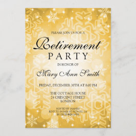 Elegante Ruhestands-Party-Goldwinter Bokeh Lichter Einladung