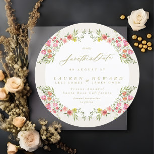 elegante Rundromantik Blütenfeder ohne Foto Save The Date