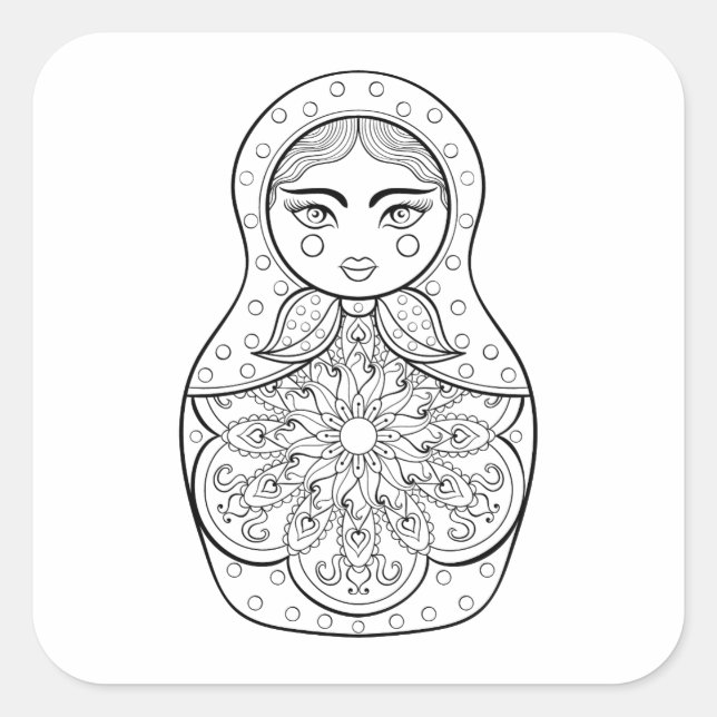 Elegante Russian Doll Quadratischer Aufkleber (Vorderseite)
