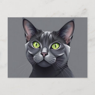 Elegante russische blaue Katze mit atemberaubenden Postkarte